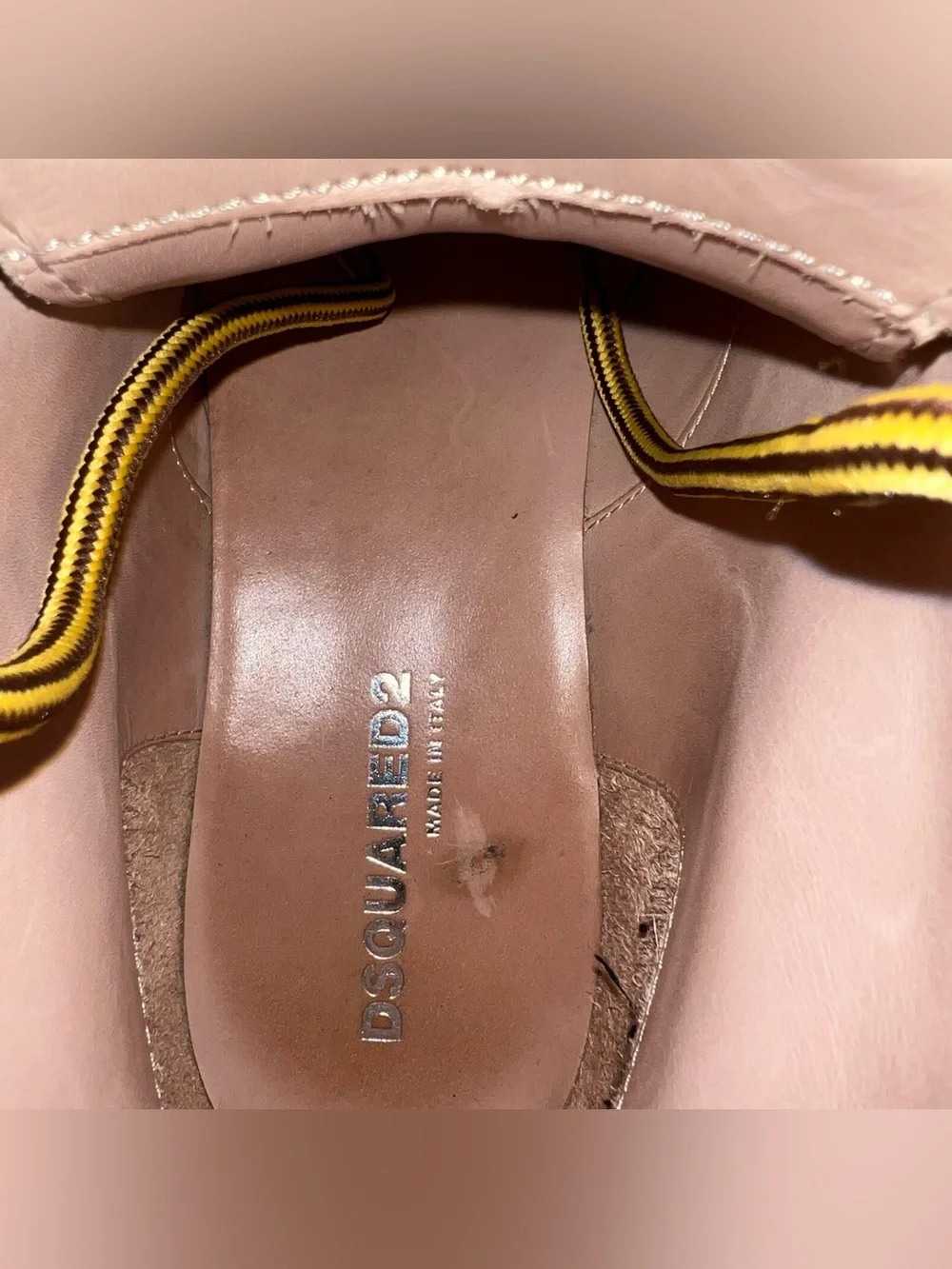 Dsquared2 D2 Monogram Ankle Boots Mens Size EU 42 Beige Wheat Made In Italy